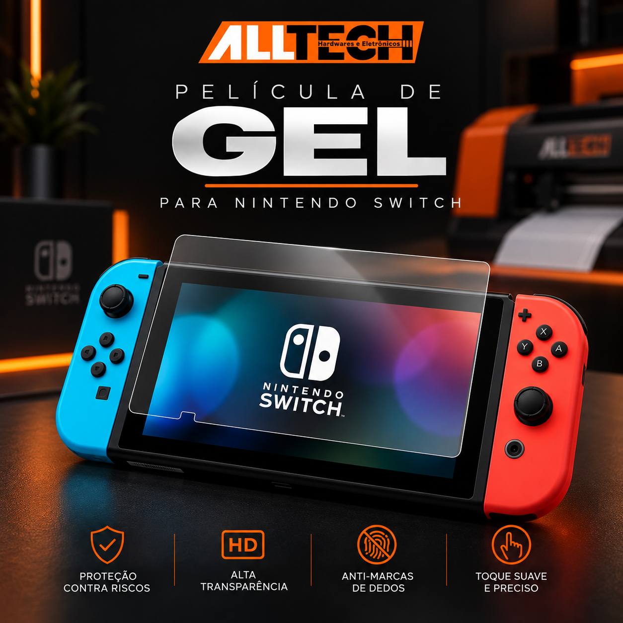 PELÍCULA EM GEL PARA NINTENDO SWITCH (LITE, V1, V2 E OLED)