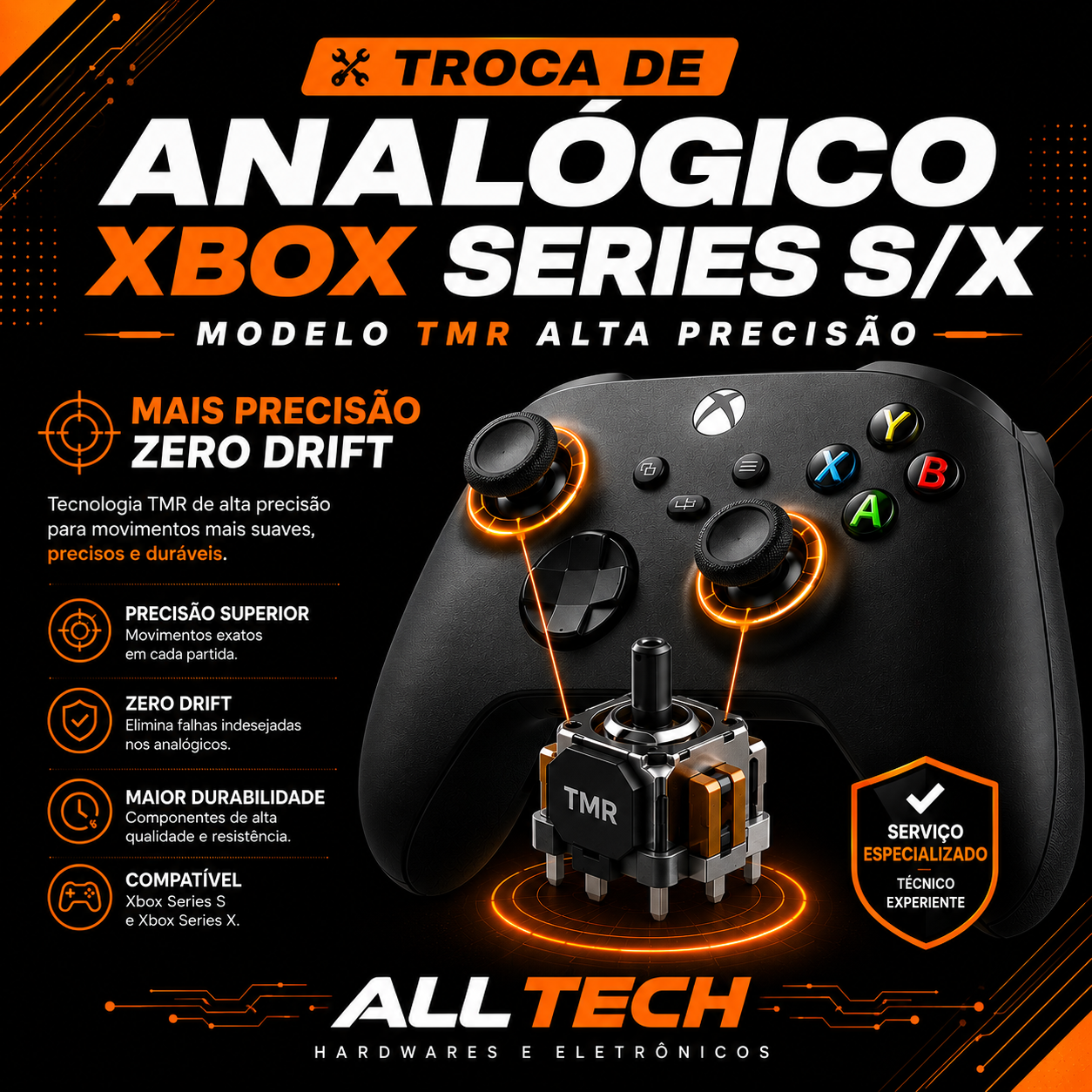TROCA DE ANALÓGICO TMR XBOX (ONE, SERIES S/X)